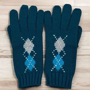 NEW YORK & COMPANY Women’s Diamond Pattern Knit Gloves in Teal Color
